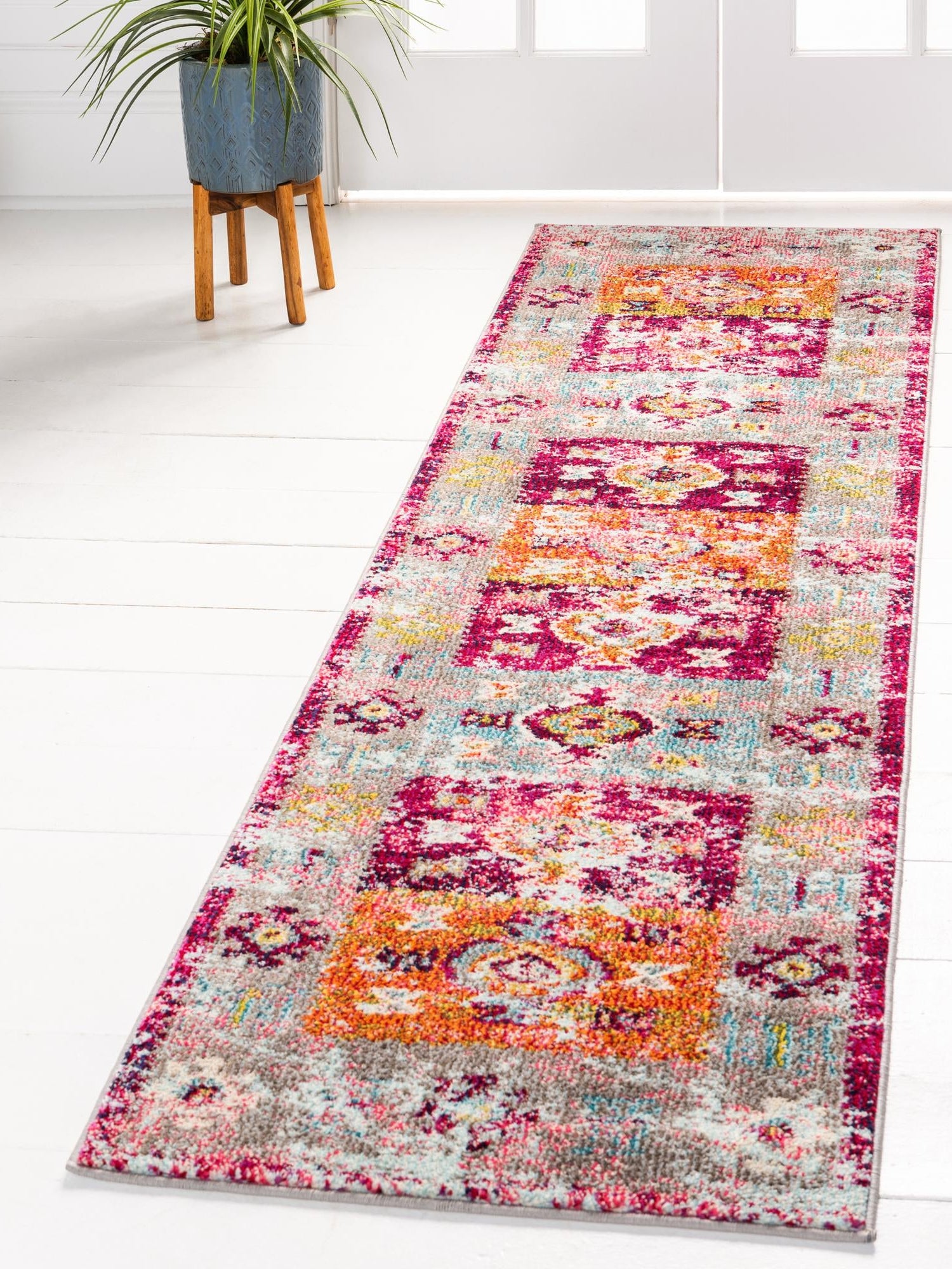 Pink 2' 7 x 10' Monterey Runner Area Rug 100% Polypropylene Colorful Easy Clean Traditional Carpet for Living Room, Bedrooms, Dining, Kitchen for Sale at Rug Engine
