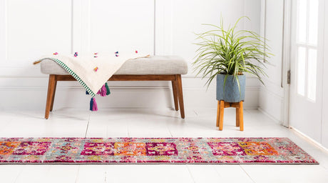 Pink 2' 7 x 10' Monterey Runner Area Rug 100% Polypropylene Colorful Easy Clean Traditional Carpet for Living Room, Bedrooms, Dining, Kitchen for Sale at Rug Engine