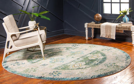 Green 8' x 8' Monterey Round Area Rug 100% Polypropylene Colorful Easy Clean Traditional Carpet for Living Room, Bedrooms, Dining, Kitchen for Sale at Rug Engine