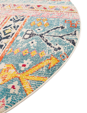 Multicolor 8' x 8' Monterey Round Area Rug 100% Polypropylene Colorful Easy Clean Traditional Carpet for Living Room, Bedrooms, Dining, Kitchen for Sale at Rug Engine