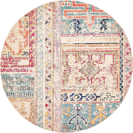 Multicolor 8' x 8' Monterey Round Area Rug 100% Polypropylene Colorful Easy Clean Traditional Carpet for Living Room, Bedrooms, Dining, Kitchen for Sale at Rug Engine