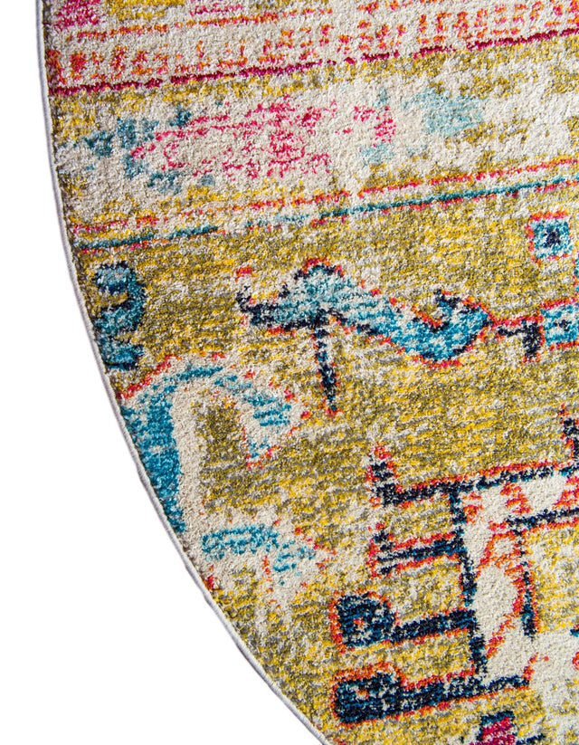 Multicolor 8' x 8' Monterey Round Area Rug 100% Polypropylene Colorful Easy Clean Traditional Carpet for Living Room, Bedrooms, Dining, Kitchen for Sale at Rug Engine