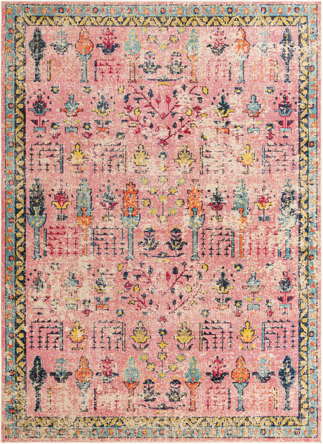 Pink 9' x 12' 2 Monterey Rectangle Area Rug 100% Polypropylene Colorful Easy Clean Traditional Carpet for Living Room, Bedrooms, Dining, Kitchen for Sale at Rug Engine