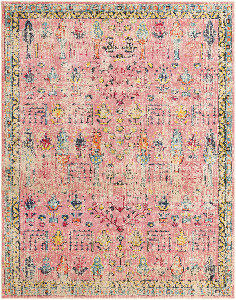 Pink 8' x 10' Monterey Rectangle Area Rug 100% Polypropylene Colorful Easy Clean Traditional Carpet for Living Room, Bedrooms, Dining, Kitchen for Sale at Rug Engine