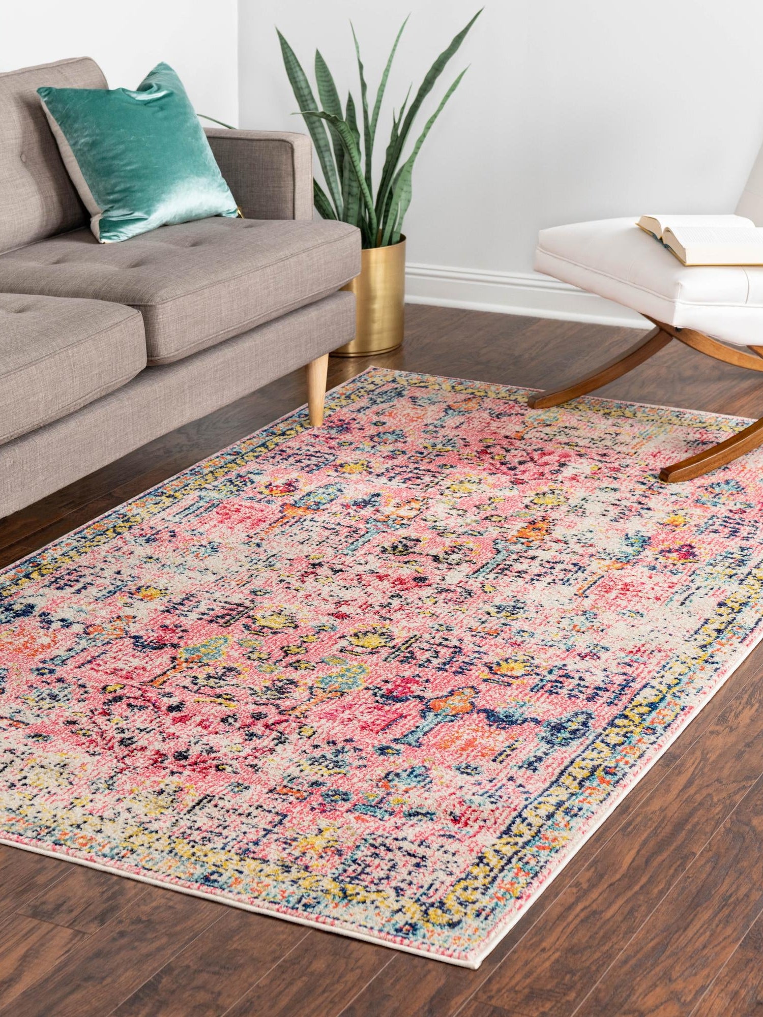 Pink 10' x 13' 1 Monterey Rectangle Area Rug 100% Polypropylene Colorful Easy Clean Traditional Carpet for Living Room, Bedrooms, Dining, Kitchen for Sale at Rug Engine