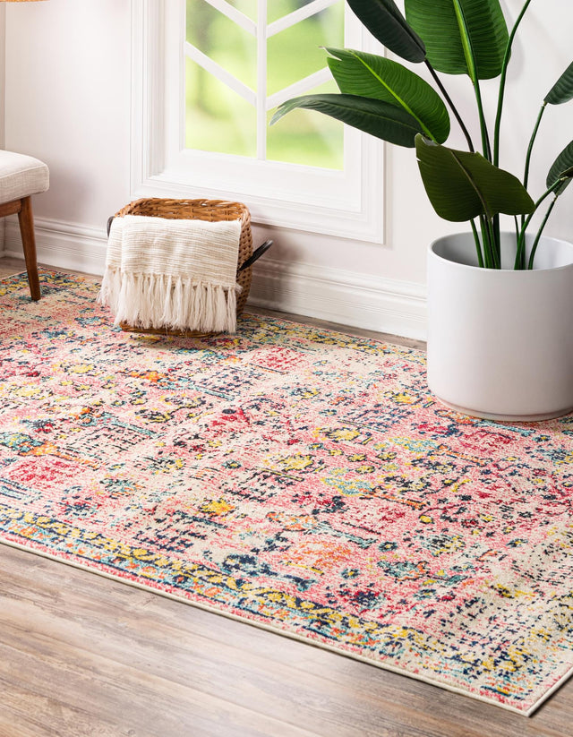 Pink 3' 3 x 5' 3 Monterey Rectangle Area Rug 100% Polypropylene Colorful Easy Clean Traditional Carpet for Living Room, Bedrooms, Dining, Kitchen for Sale at Rug Engine