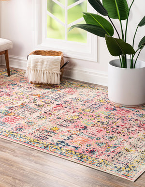 Pink 9' x 12' 2 Monterey Rectangle Area Rug 100% Polypropylene Colorful Easy Clean Traditional Carpet for Living Room, Bedrooms, Dining, Kitchen for Sale at Rug Engine