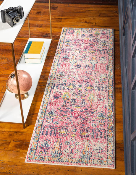 Pink 2' x 8' Monterey Runner Area Rug 100% Polypropylene Colorful Easy Clean Traditional Carpet for Living Room, Bedrooms, Dining, Kitchen for Sale at Rug Engine