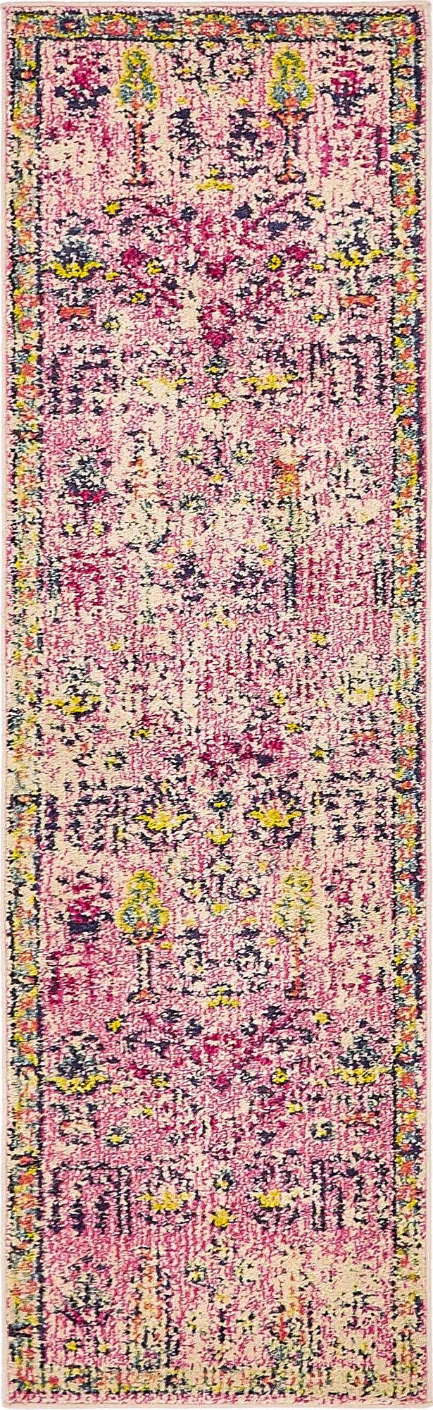 Pink 2' x 6' 9 Monterey Runner Area Rug 100% Polypropylene Colorful Easy Clean Traditional Carpet for Living Room, Bedrooms, Dining, Kitchen for Sale at Rug Engine