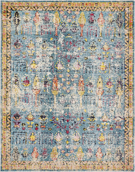 Blue 8' x 10' Monterey Rectangle Area Rug 100% Polypropylene Colorful Easy Clean Traditional Carpet for Living Room, Bedrooms, Dining, Kitchen for Sale at Rug Engine