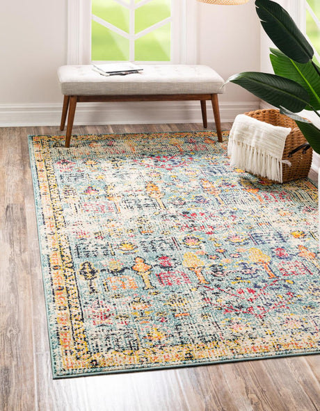 Blue 4' 1 x 6' 1 Monterey Rectangle Area Rug 100% Polypropylene Colorful Easy Clean Traditional Carpet for Living Room, Bedrooms, Dining, Kitchen for Sale at Rug Engine