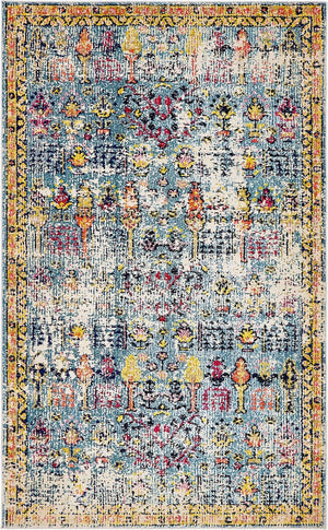 Blue 5' 1 x 8' Monterey Rectangle Area Rug 100% Polypropylene Colorful Easy Clean Traditional Carpet for Living Room, Bedrooms, Dining, Kitchen for Sale at Rug Engine