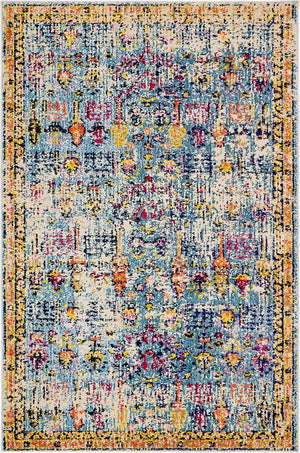 Blue 4' 1 x 6' 1 Monterey Rectangle Area Rug 100% Polypropylene Colorful Easy Clean Traditional Carpet for Living Room, Bedrooms, Dining, Kitchen for Sale at Rug Engine