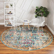 Blue 8' x 8' Monterey Round Area Rug 100% Polypropylene Colorful Easy Clean Traditional Carpet for Living Room, Bedrooms, Dining, Kitchen for Sale at Rug Engine