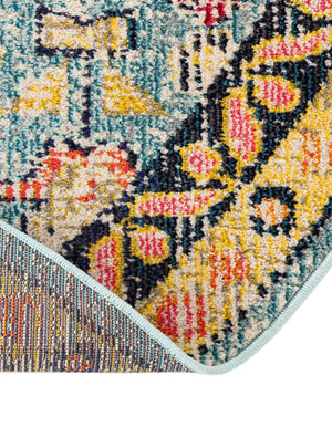 Blue 8' x 8' Monterey Round Area Rug 100% Polypropylene Colorful Easy Clean Traditional Carpet for Living Room, Bedrooms, Dining, Kitchen for Sale at Rug Engine