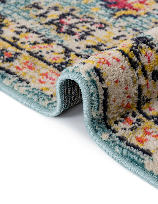 Blue 8' x 8' Monterey Round Area Rug 100% Polypropylene Colorful Easy Clean Traditional Carpet for Living Room, Bedrooms, Dining, Kitchen for Sale at Rug Engine