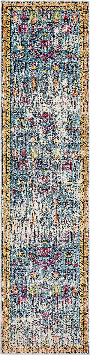 Blue 2' 7 x 10' Monterey Runner Area Rug 100% Polypropylene Colorful Easy Clean Traditional Carpet for Living Room, Bedrooms, Dining, Kitchen for Sale at Rug Engine