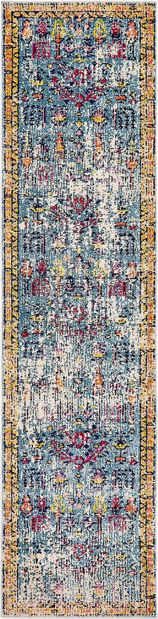 Blue 2' 7 x 10' Monterey Runner Area Rug 100% Polypropylene Colorful Easy Clean Traditional Carpet for Living Room, Bedrooms, Dining, Kitchen for Sale at Rug Engine