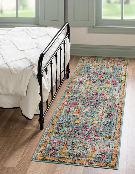 Blue 2' x 6' 9 Monterey Runner Area Rug 100% Polypropylene Colorful Easy Clean Traditional Carpet for Living Room, Bedrooms, Dining, Kitchen for Sale at Rug Engine