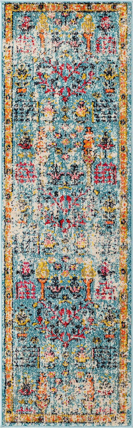 Blue 2' x 6' 9 Monterey Runner Area Rug 100% Polypropylene Colorful Easy Clean Traditional Carpet for Living Room, Bedrooms, Dining, Kitchen for Sale at Rug Engine
