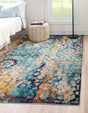 Blue 6' 1 x 9' Vita Rectangle Area Rug Colorful Vivid Vintage Style Modern Indoor Easy Clean Durable Carpet Mat for Home Interior Design for Sale at Rug Engine