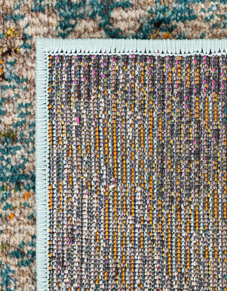 Blue 7' 1 x 10' Vita Rectangle Area Rug Colorful Vivid Vintage Style Modern Indoor Easy Clean Durable Carpet Mat for Home Interior Design for Sale at Rug Engine