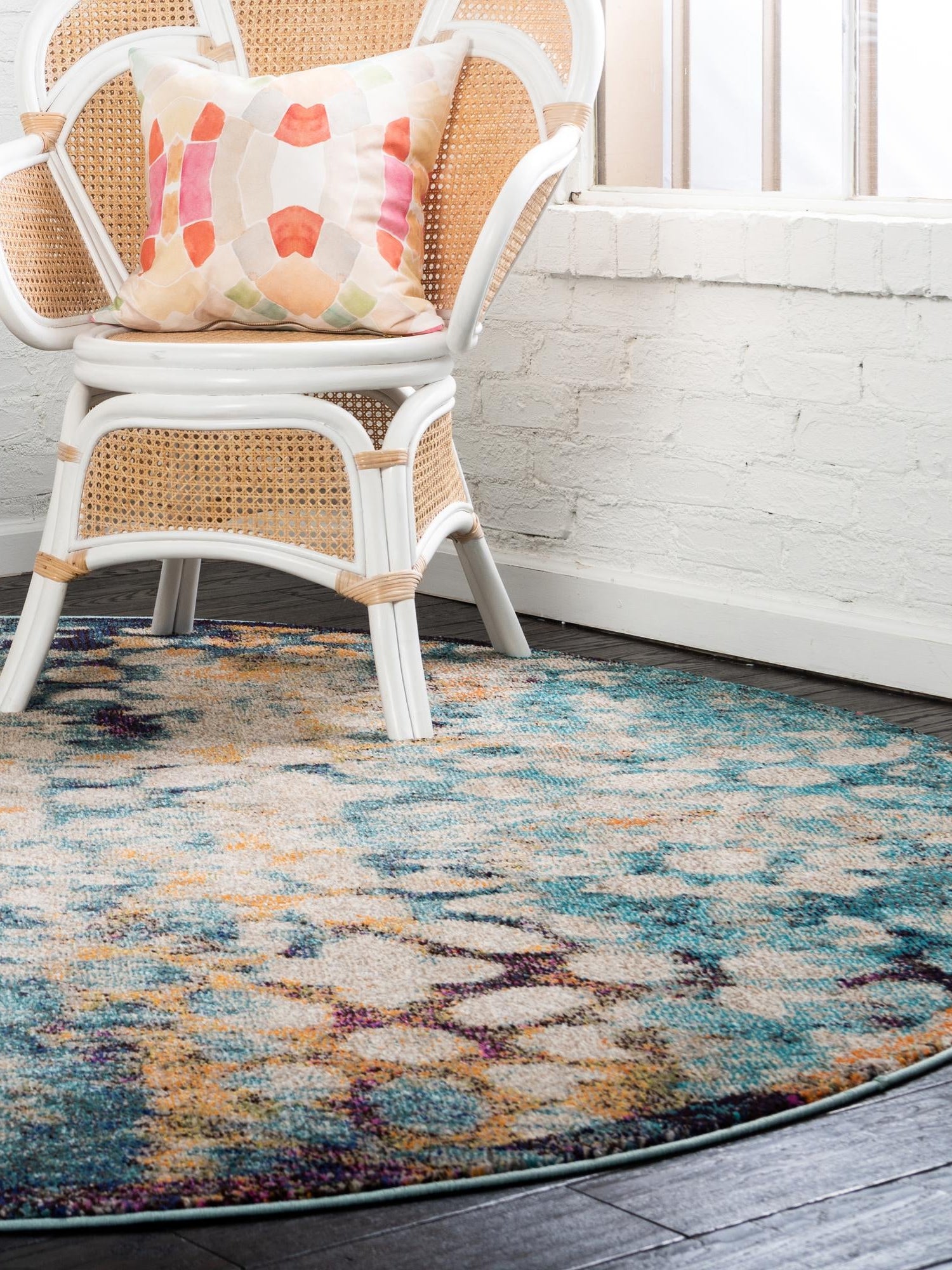 Blue 8' x 8' Vita Round Area Rug