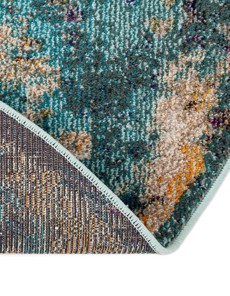 Blue 8' x 8' Vita Round Area Rug Colorful Vivid Vintage Style Modern Indoor Easy Clean Durable Carpet Mat for Home Interior Design for Sale at Rug Engine