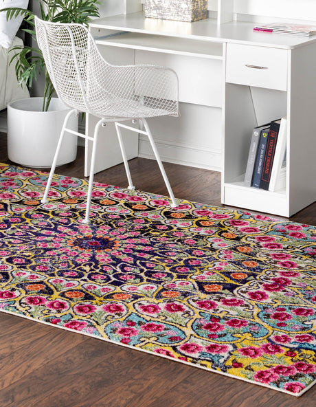 Multicolor 5' 1 x 8' Vita Rectangle Area Rug Colorful Vivid Vintage Style Modern Indoor Easy Clean Durable Carpet Mat for Home Interior Design for Sale at Rug Engine