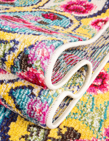 Multicolor 8' x 10' Vita Rectangle Area Rug Colorful Vivid Vintage Style Modern Indoor Easy Clean Durable Carpet Mat for Home Interior Design for Sale at Rug Engine