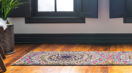 Multicolor 2' 7 x 10' Vita Runner Area Rug Colorful Vivid Vintage Style Modern Indoor Easy Clean Durable Carpet Mat for Home Interior Design for Sale at Rug Engine
