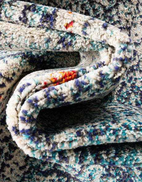 Blue 9' x 12' 2 Vita Rectangle Area Rug Colorful Vivid Vintage Style Modern Indoor Easy Clean Durable Carpet Mat for Home Interior Design for Sale at Rug Engine
