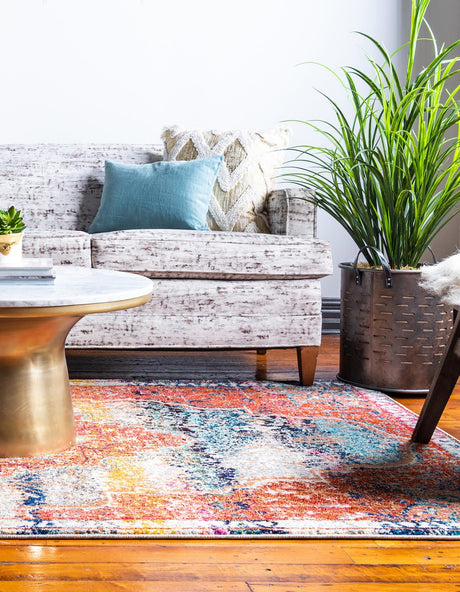 Multicolor 9' x 12' 2 Vita Rectangle Area Rug Colorful Vivid Vintage Style Modern Indoor Easy Clean Durable Carpet Mat for Home Interior Design for Sale at Rug Engine