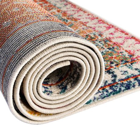Multicolor 4' 1 x 6' 1 Vita Rectangle Area Rug Colorful Vivid Vintage Style Modern Indoor Easy Clean Durable Carpet Mat for Home Interior Design for Sale at Rug Engine