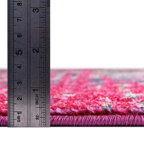 Pink 8' x 8' Vita Round Area Rug Colorful Vivid Vintage Style Modern Indoor Easy Clean Durable Carpet Mat for Home Interior Design for Sale at Rug Engine