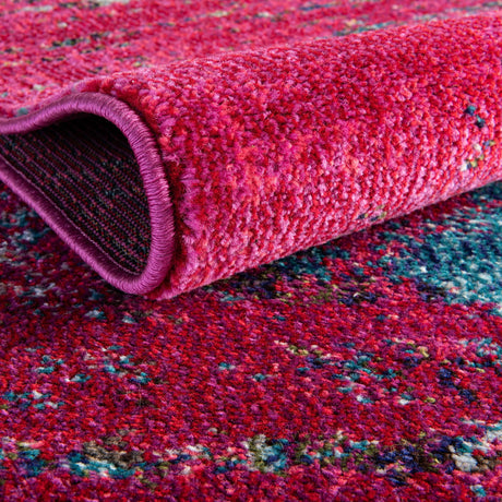 Pink 8' x 8' Vita Round Area Rug Colorful Vivid Vintage Style Modern Indoor Easy Clean Durable Carpet Mat for Home Interior Design for Sale at Rug Engine