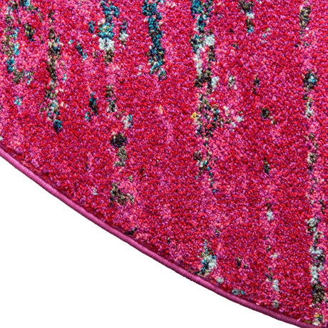Pink 8' x 8' Vita Round Area Rug Colorful Vivid Vintage Style Modern Indoor Easy Clean Durable Carpet Mat for Home Interior Design for Sale at Rug Engine