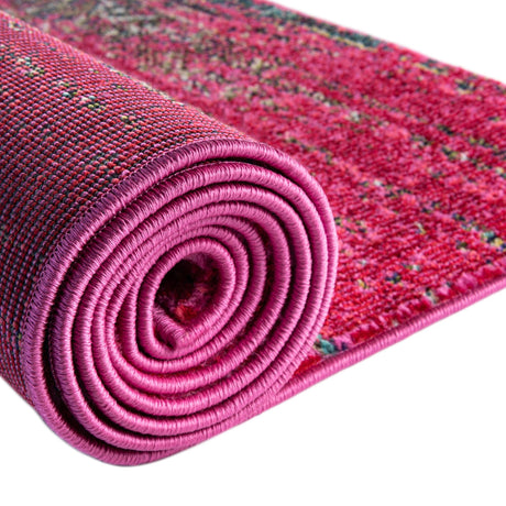 Pink 8' x 8' Vita Round Area Rug Colorful Vivid Vintage Style Modern Indoor Easy Clean Durable Carpet Mat for Home Interior Design for Sale at Rug Engine
