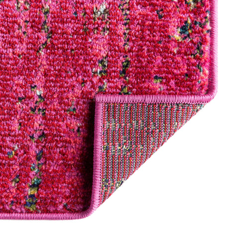 Pink 3' x 10' Vita Runner Area Rug Colorful Vivid Vintage Style Modern Indoor Easy Clean Durable Carpet Mat for Home Interior Design for Sale at Rug Engine