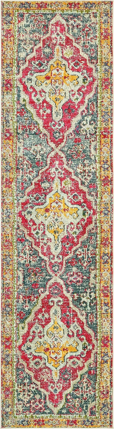 Multicolor 3' x 10' Vita Runner Area Rug Colorful Vivid Vintage Style Modern Indoor Easy Clean Durable Carpet Mat for Home Interior Design for Sale at Rug Engine