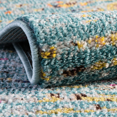 Turquoise 4' 1 x 6' 1 Vita Rectangle Area Rug Colorful Vivid Vintage Style Modern Indoor Easy Clean Durable Carpet Mat for Home Interior Design for Sale at Rug Engine