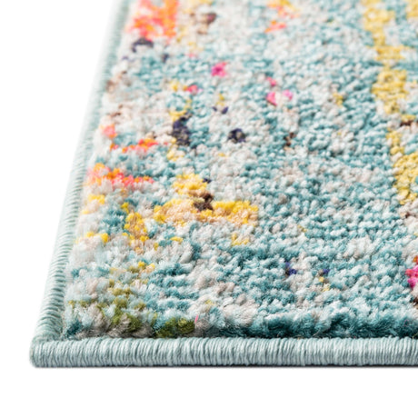 Turquoise 4' 1 x 6' 1 Vita Rectangle Area Rug Colorful Vivid Vintage Style Modern Indoor Easy Clean Durable Carpet Mat for Home Interior Design for Sale at Rug Engine