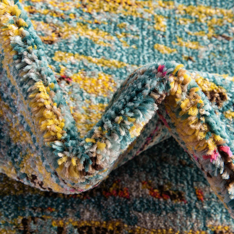 Turquoise 4' 1 x 6' 1 Vita Rectangle Area Rug Colorful Vivid Vintage Style Modern Indoor Easy Clean Durable Carpet Mat for Home Interior Design for Sale at Rug Engine