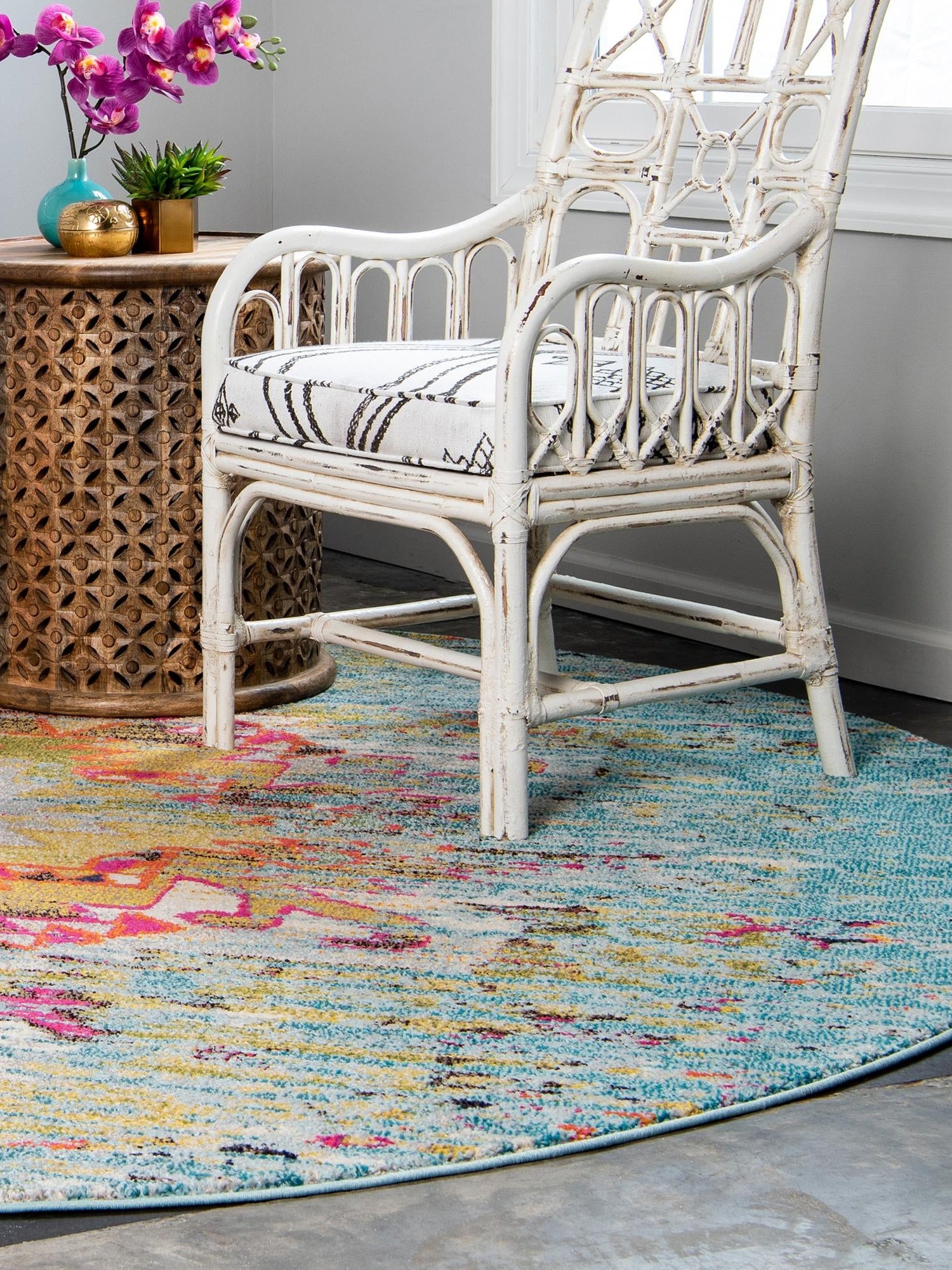 Turquoise 4' 1 x 4' 1 Vita Round Area Rug