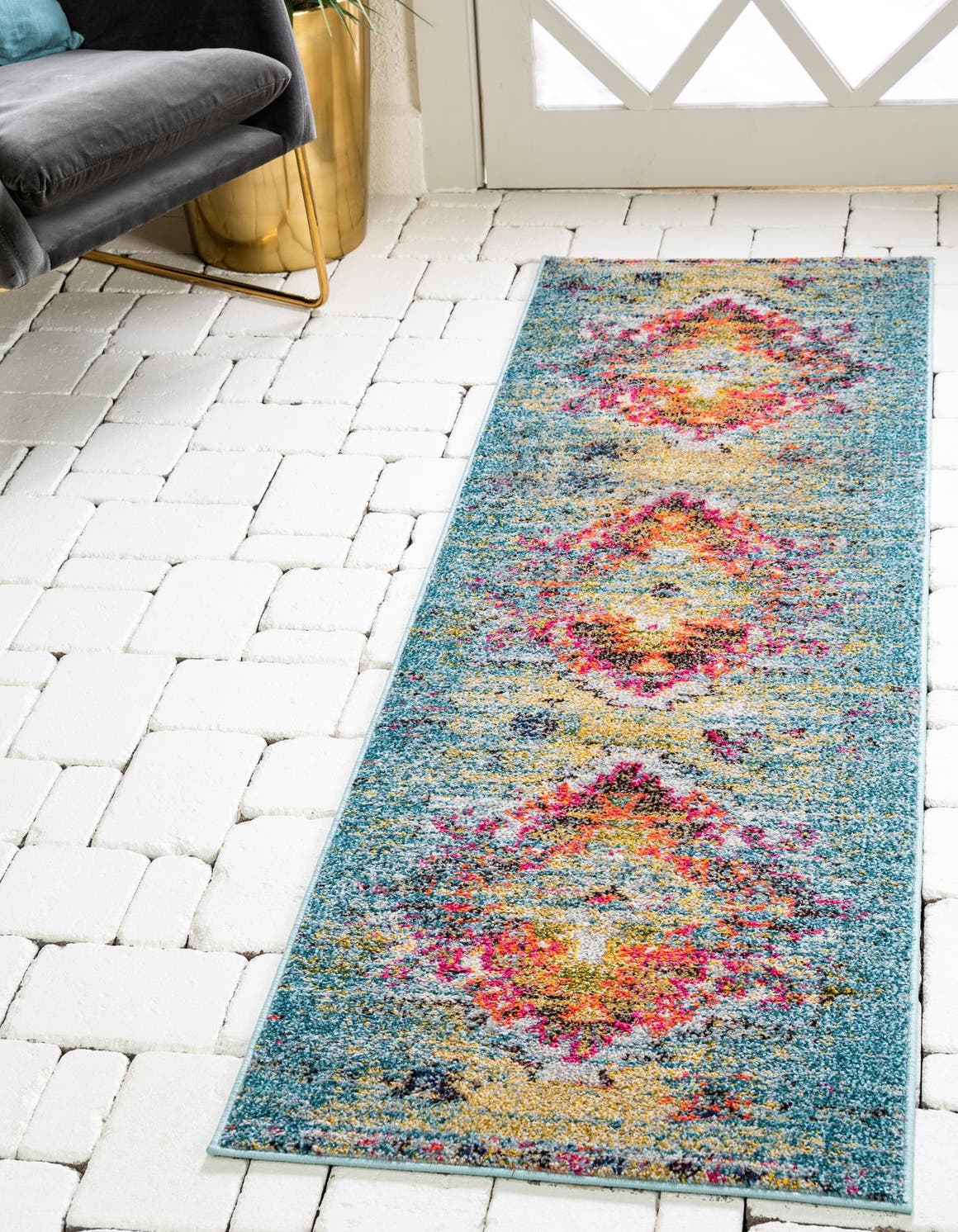 Turquoise 2' x 6' 9 Vita Runner Area Rug