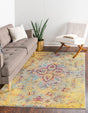 Yellow 5' 1 x 8' Vita Rectangle Area Rug Colorful Vivid Vintage Style Modern Indoor Easy Clean Durable Carpet Mat for Home Interior Design for Sale at Rug Engine