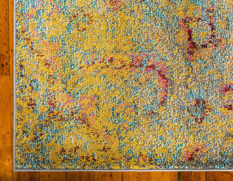 Yellow 10' 6 x 16' 5 Vita Rectangle Area Rug Colorful Vivid Vintage Style Modern Indoor Easy Clean Durable Carpet Mat for Home Interior Design for Sale at Rug Engine