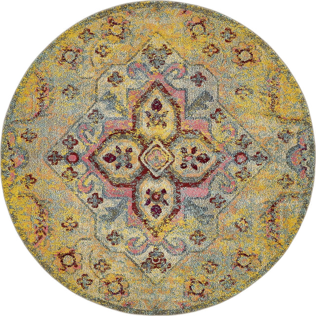 Yellow 8' x 8' Vita Round Area Rug