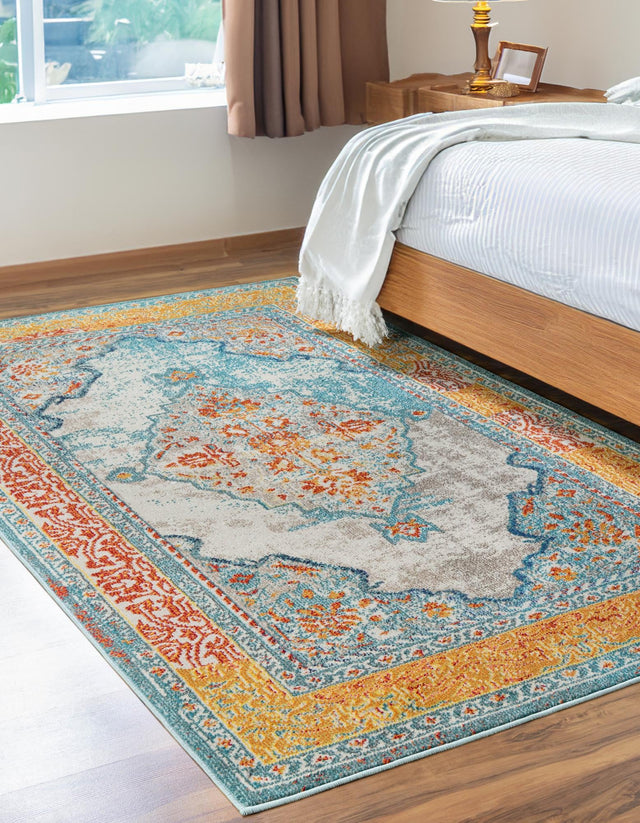 Blue 4' 1 x 6' 1 Vita Rectangle Area Rug