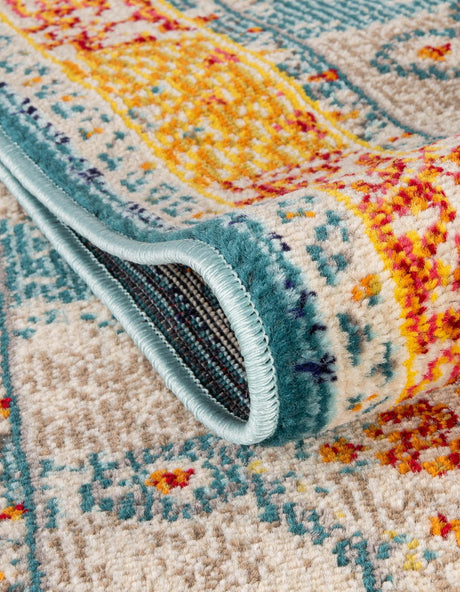 Blue 5' 1 x 8' Vita Rectangle Area Rug Colorful Vivid Vintage Style Modern Indoor Easy Clean Durable Carpet Mat for Home Interior Design for Sale at Rug Engine